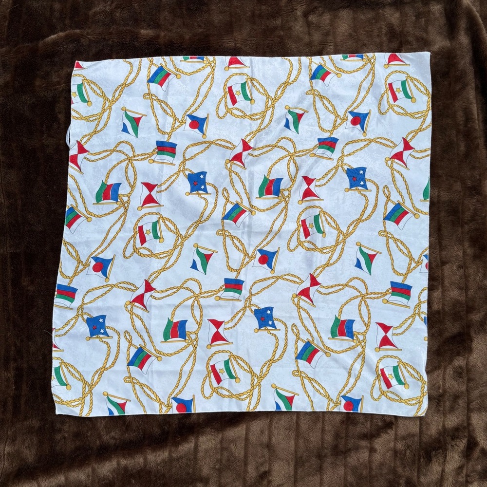 Vintage Nautical‎ Flag & Rope Print Scarf - 30" Square - Mademoiselle